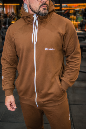 JAQUETA RAGLAN DE MOLETOM MARROM MASCULINA