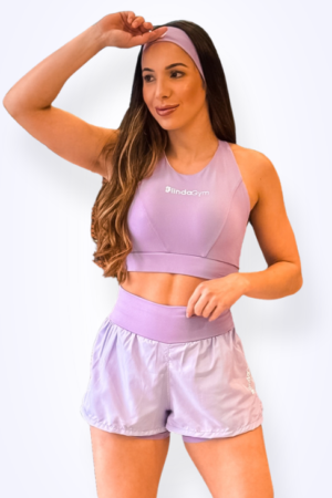 Short Running Feminino com Bolso e Cós Alto - Lilás