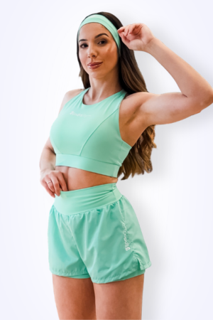 Short Running Feminino com Bolso e Cós Alto - Verde